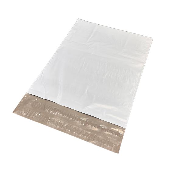 E-Handelspåse 550x770+70+70x0,05mm COEX Ljusgrå/mörkgrå 2 Tejpremsor Med Handtag 100st/fp