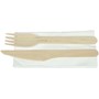 Träbestickset Kniv och gaffel med servett