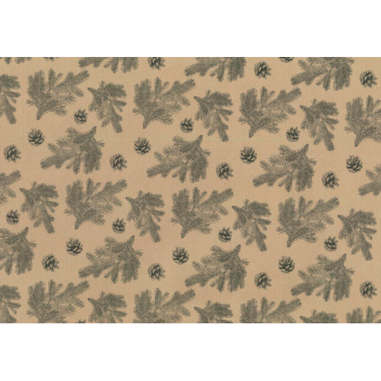 Julpapper 38cm Kotte Grön Brun Ribbad