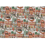 Julpapper 38cm Jul Staden Brun Ribbad