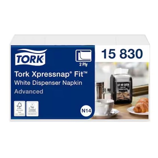 Dispenserservett Tork N14 10,7x8,3cm Vit 2-Lags 720st/fp