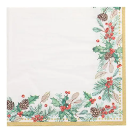 Servett 40cm 3-Lags Mistletoe and Pinecone 50st/fp