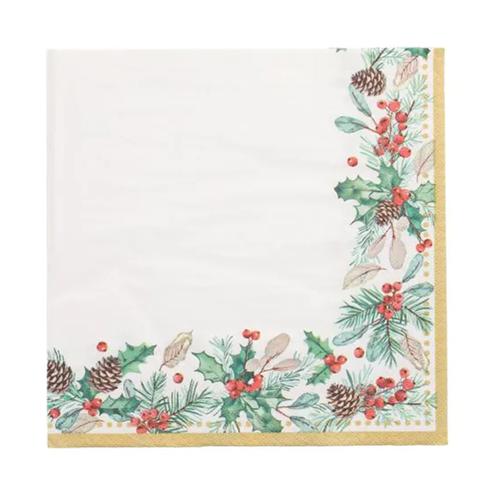 Servett 40cm 3-Lags Mistletoe and Pinecone 50st/fp