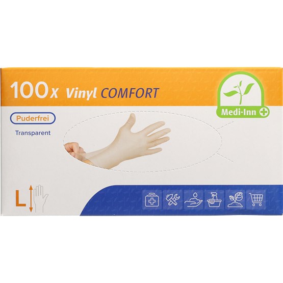 Vinylhandske Opudrad Vit L 100st/fp