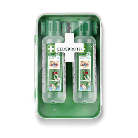 Ögonduschskåp Cederroth, Inkl 2x500ml Ögondusch