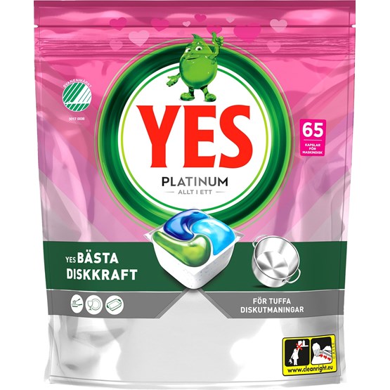 Maskindiskmedel YES Platinum Pink 65st/fp