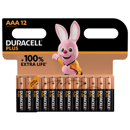 Batteri Duracell Plus AAA Alkaliska  1,5V 12st/fp