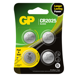 Batteri GP CR2025 3V Lithium 4st/fp Safety Seal