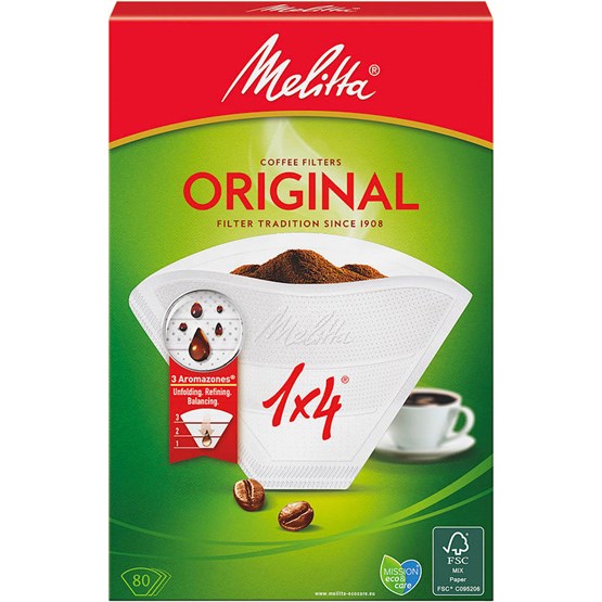Kaffefilter 1X4 vit Melitta 80st/fp
