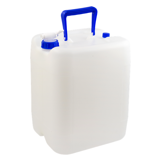 Vattendunk 20L med tappkran Livsmedelsgodkänd Naturvit/Blå Med rejält handtag