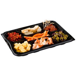 Uppläggningsfat Gourmet RPET 245x350x35mm Svart Inkl: Lock, 25st/krt