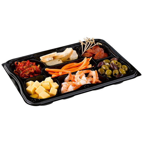 Uppläggningsfat Gourmet RPET 245x350x35mm Svart Inkl: Lock, 25st/krt