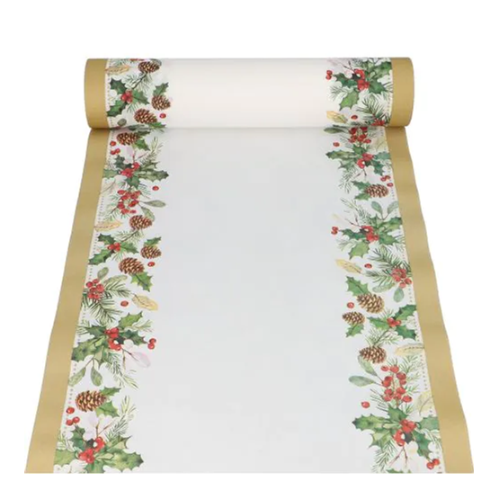 Löpare airlaid "Mistletoe and Pinecone" 24m x 40cm