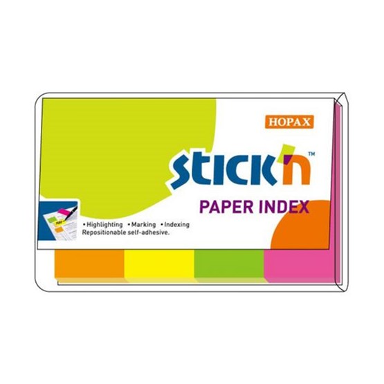 Indexflikar 50x20mm Självhäftande Neon 25 Blad/fp