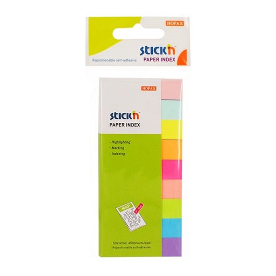 Indexflikar 50x12mm Självhäftande Neon 50 Blad/fp