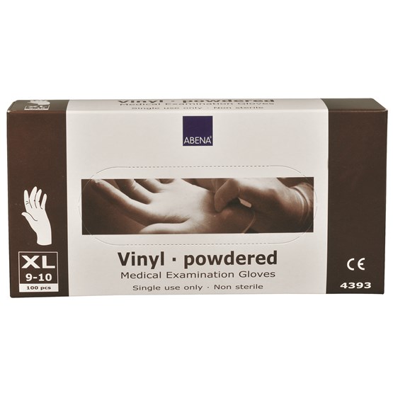 Vinylhandske Pudrad Transparent XL 100st/fp
