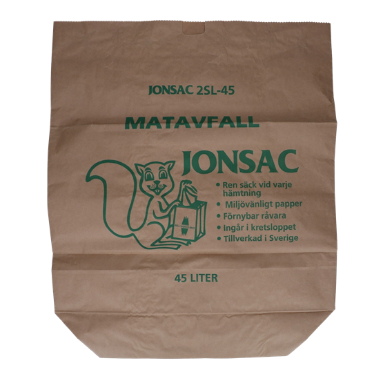 Papperssäck 45L Brun 55x65x18cm 70g/m2 2 Blad MATAVFALL Våtstarkt kraftpapper