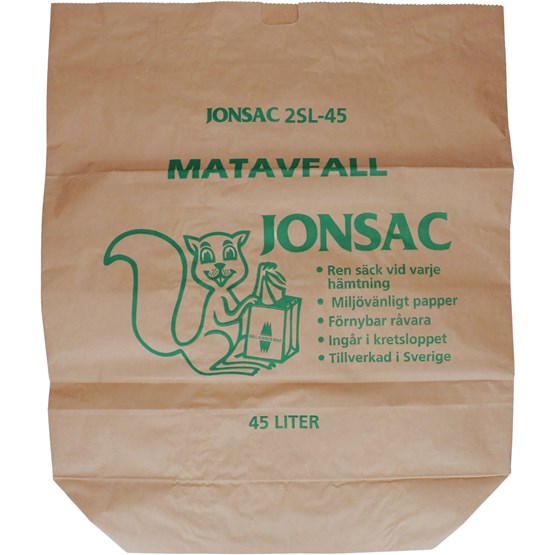 Papperssäck 45L Brun 55x67x18cm 70g/m2 2 Blad MATAVFALL Våtstarkt kraftpapper