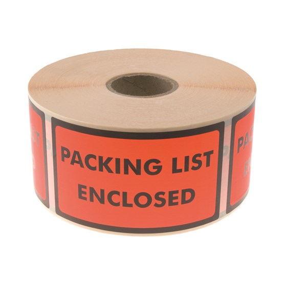 Varningsetikett Packinglist Enclosed 120x70mm Röd