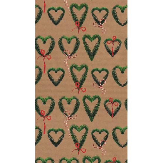 Julpapper 38cm Pineheart, Brun Kraft