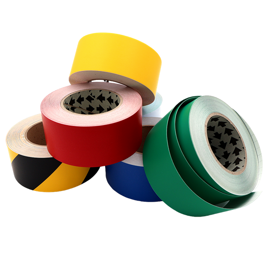 Golvmärkning på rulle 24m x 90mm Gul/svart Självhäftande laminerad vinyl