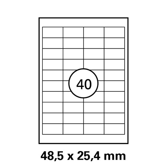 Etikett A4 48,5x25,4mm Vit