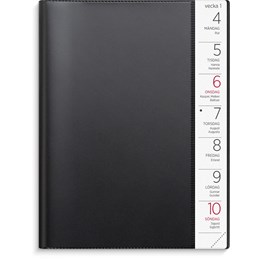 Almanacka Stor Veckokalender Svart 1v/Uppslag 148x210mm (A5)