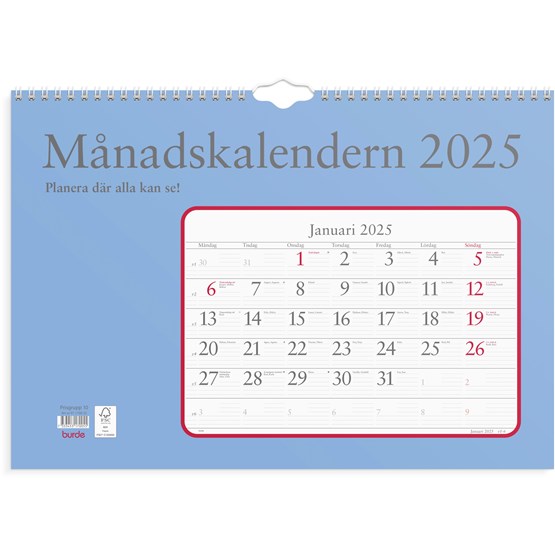 Almanacka Månadskalendern 1mån/Uppslag