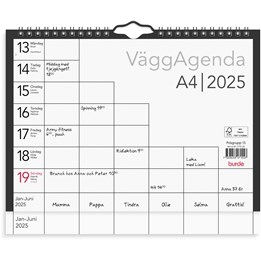 Almanacka Väggagenda 6-Fält 1v/Uppslag