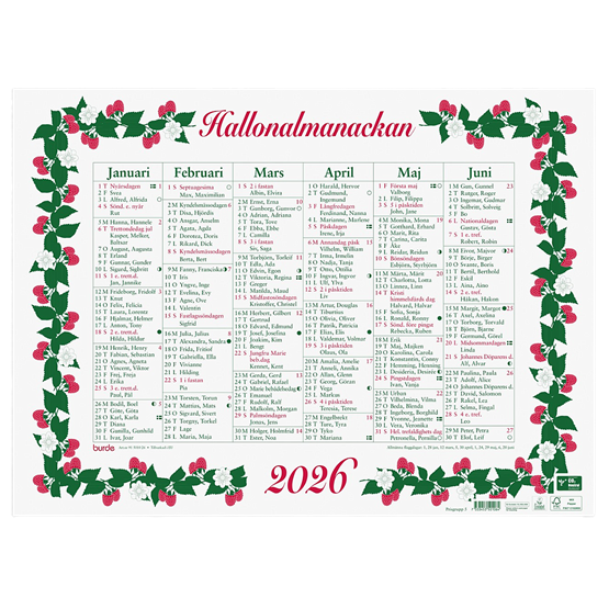 Almanacka Stora Hallon Halvår/Sida