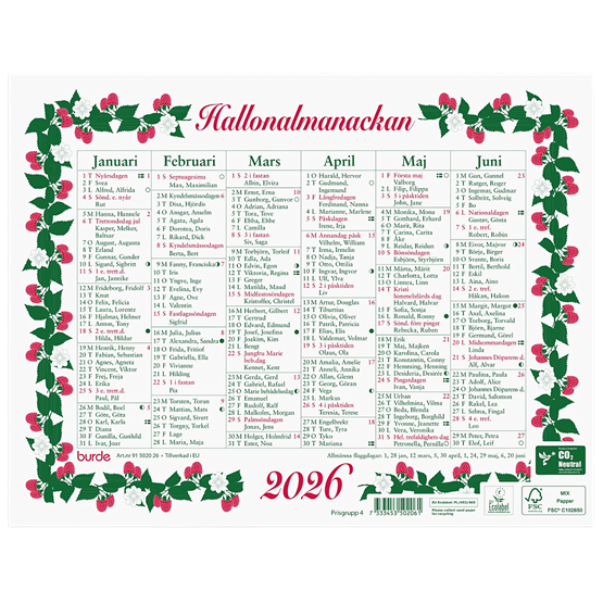 Almanacka Lilla Hallon Halvår/Sida