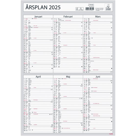 Almanacka Årsplan Halvår/Sida Format 230x330mm