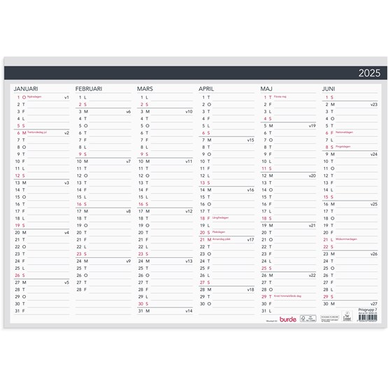 Almanacka Väggblad Elegant 420x297mm