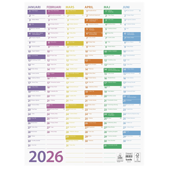 Almanacka Väggblad Trend